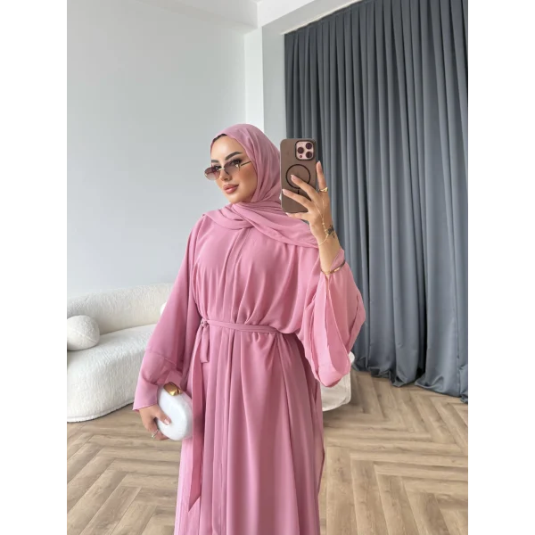 Duq - Doha Şal Hediye Abaya - Pembe