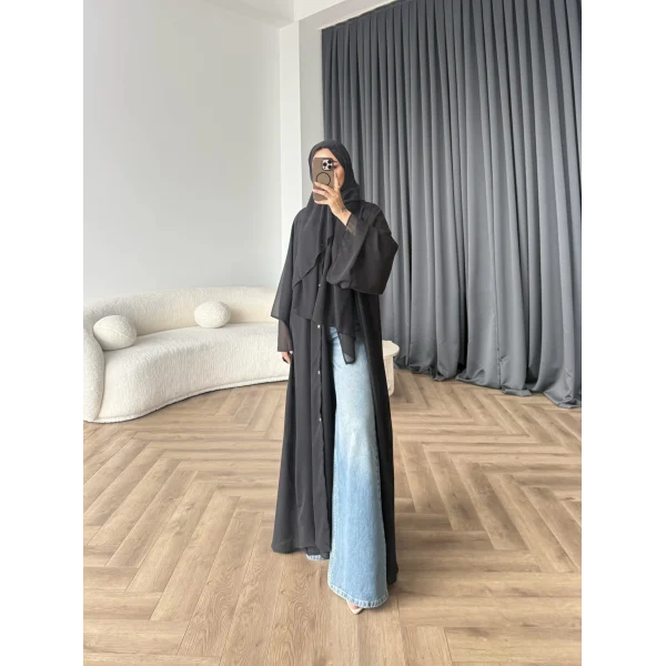 Duq - Doha Şal Hediye Abaya - Siyah
