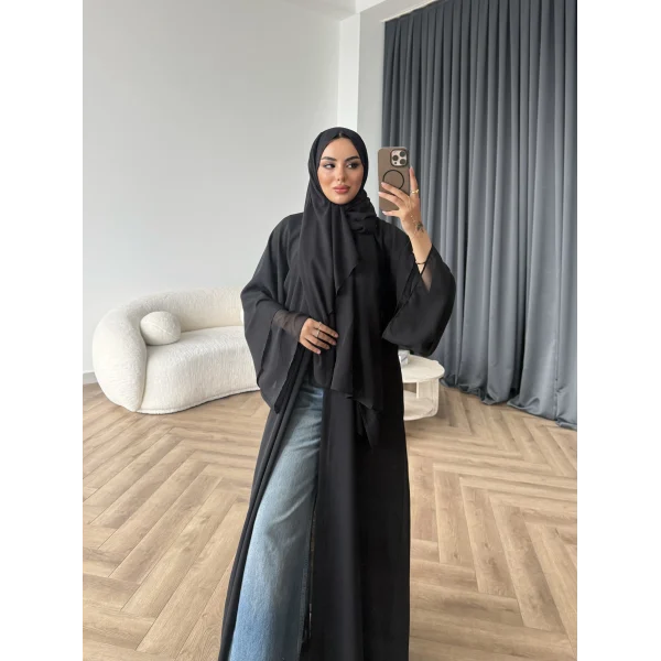 Duq - Doha Şal Hediye Abaya - Siyah