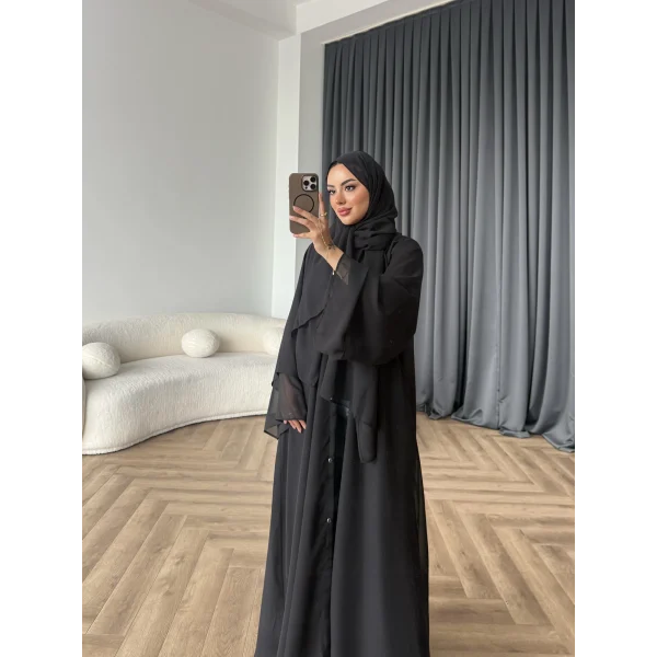 Duq - Doha Şal Hediye Abaya - Siyah