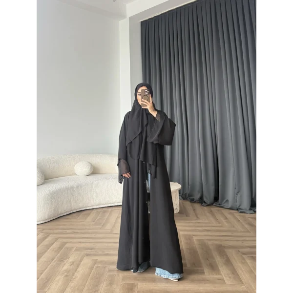 Duq - Doha Şal Hediye Abaya - Siyah