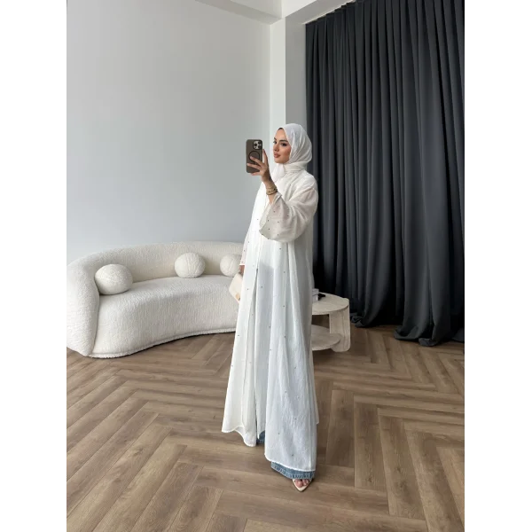 Fuş - Esra Taşlı Şal Hediye Abaya - Ekru