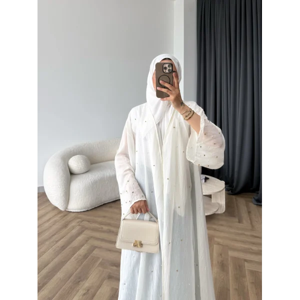 Fuş - Esra Taşlı Şal Hediye Abaya - Ekru