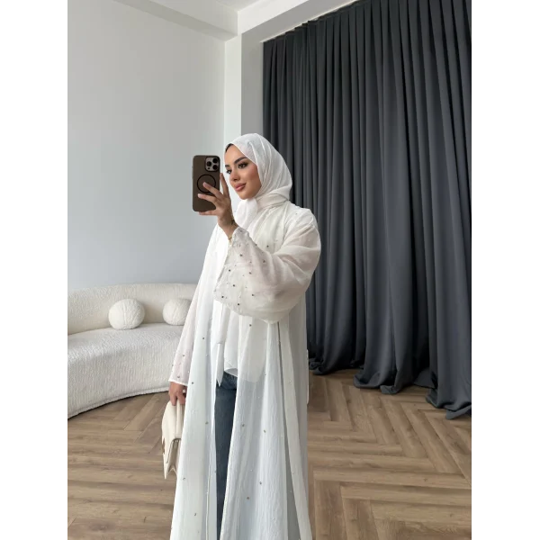 Fuş - Esra Taşlı Şal Hediye Abaya - Ekru