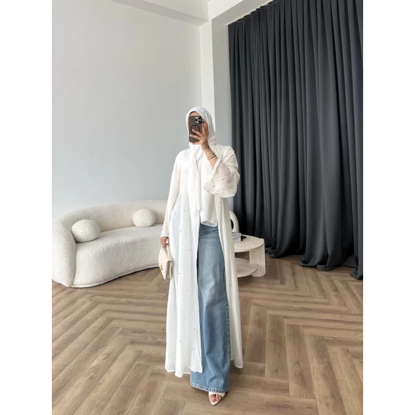 Fuş - Esra Taşlı Şal Hediye Abaya - Ekru