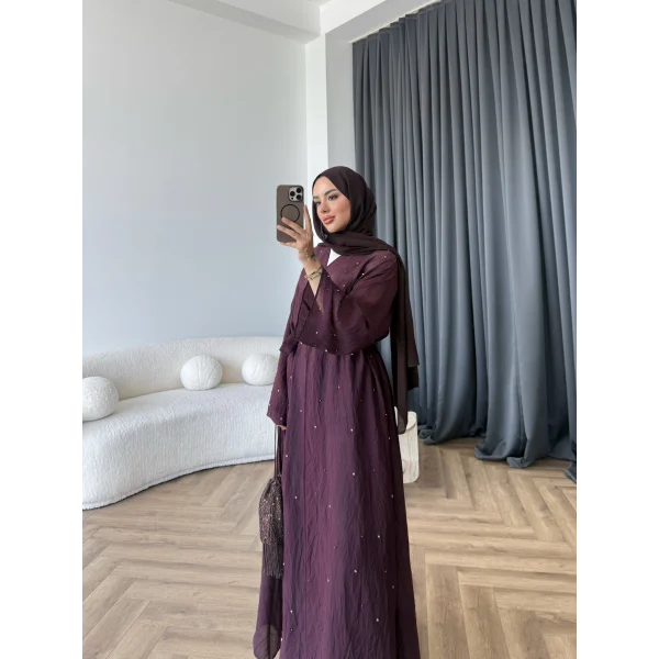Fuş - Esra Taşlı Şal Hediye Abaya - Mürdüm