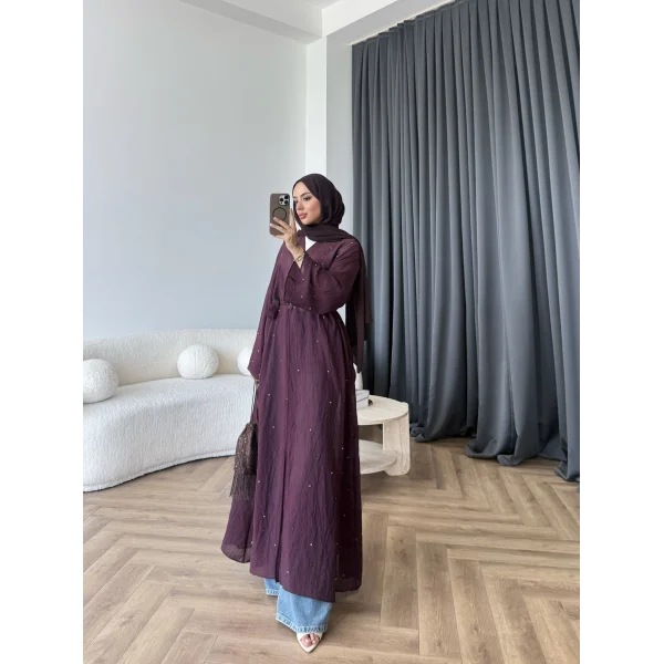 Fuş - Esra Taşlı Şal Hediye Abaya - Mürdüm