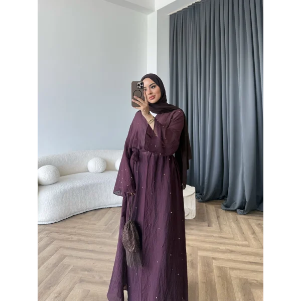 Fuş - Esra Taşlı Şal Hediye Abaya - Mürdüm