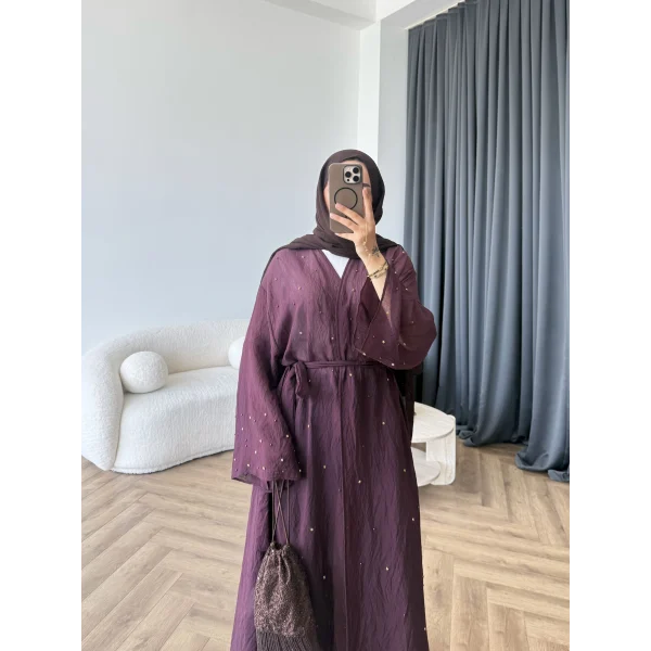 Fuş - Esra Taşlı Şal Hediye Abaya - Mürdüm