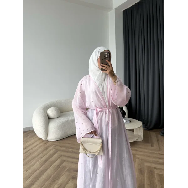 Fuş - Esra Taşlı Şal Hediye Abaya - Pembe