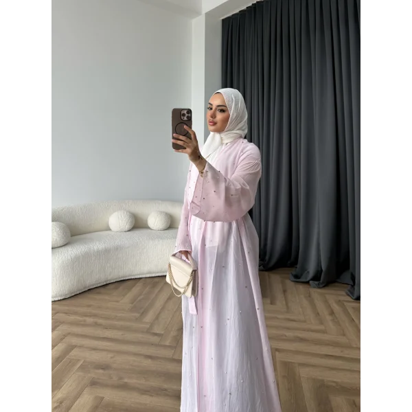 Fuş - Esra Taşlı Şal Hediye Abaya - Pembe