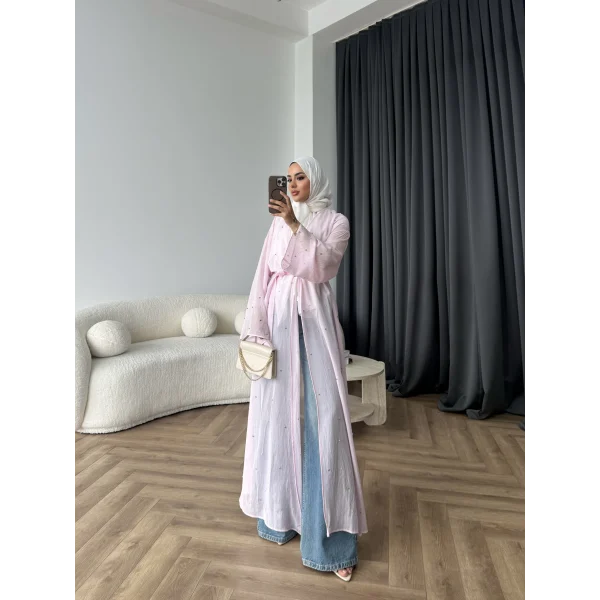 Fuş - Esra Taşlı Şal Hediye Abaya - Pembe
