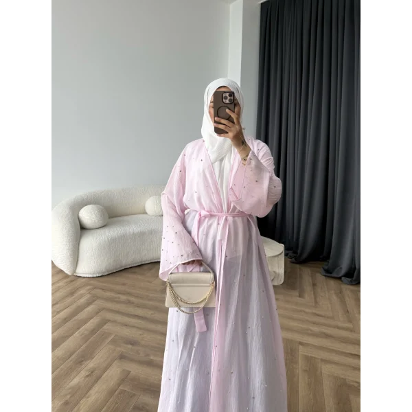 Fuş - Esra Taşlı Şal Hediye Abaya - Pembe