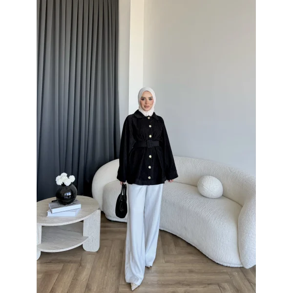 Fuş - Gleam Düğmeli Ceket - Siyah