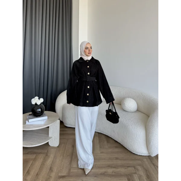 Fuş - Gleam Düğmeli Ceket - Siyah
