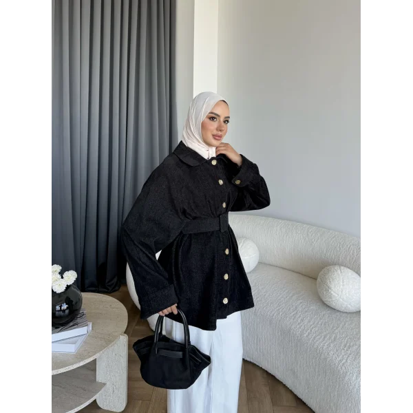 Fuş - Gleam Düğmeli Ceket - Siyah