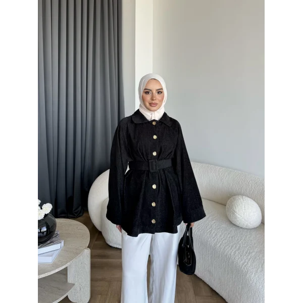 Fuş - Gleam Düğmeli Ceket - Siyah