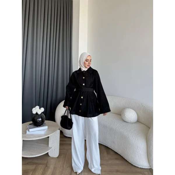 Fuş - Gleam Düğmeli Ceket - Siyah