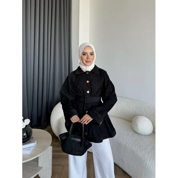 Fuş - Gleam Düğmeli Ceket - Siyah