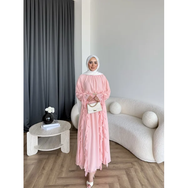 Hen - Endara Şifon Elbise - Pembe