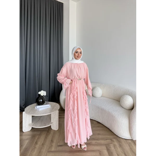 Hen - Endara Şifon Elbise - Pembe