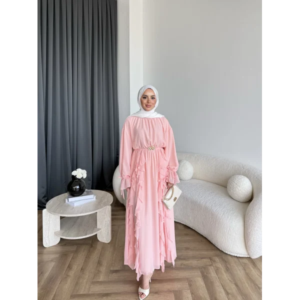Hen - Endara Şifon Elbise - Pembe