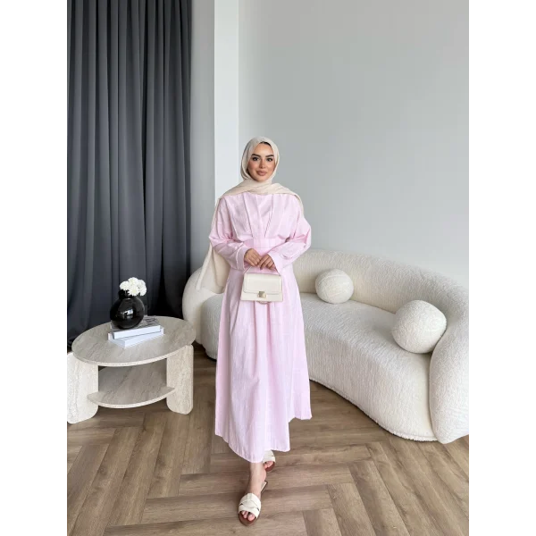 Hen - İlay Keten Elbise - Pembe