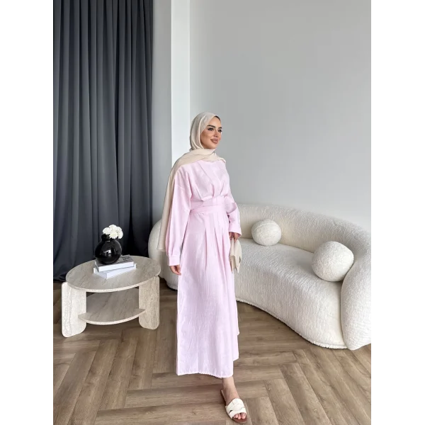 Hen - İlay Keten Elbise - Pembe