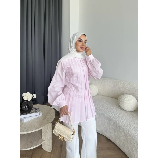 Hen - Mercan Pileli Gömlek - Pembe