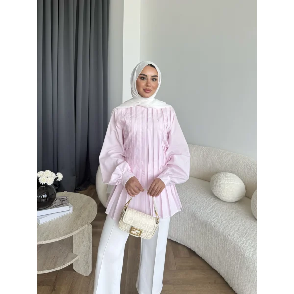 Hen - Mercan Pileli Gömlek - Pembe