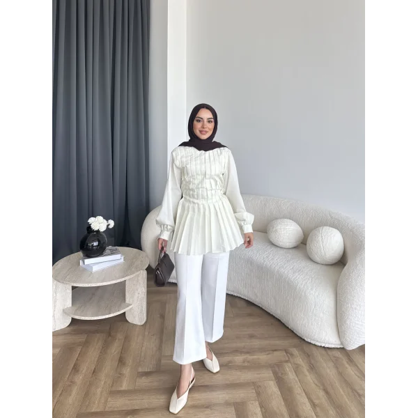 Hen - Mercan Pileli Gömlek - Yeşil