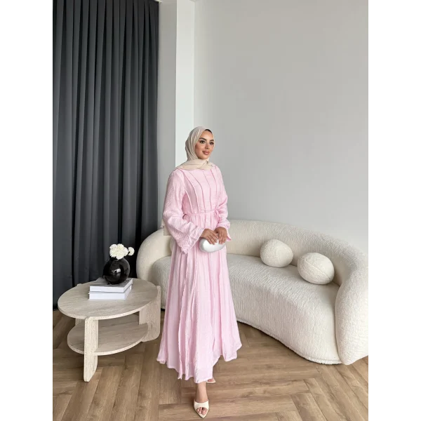 Hen - Senas Şerit Detay Elbise - Pembe