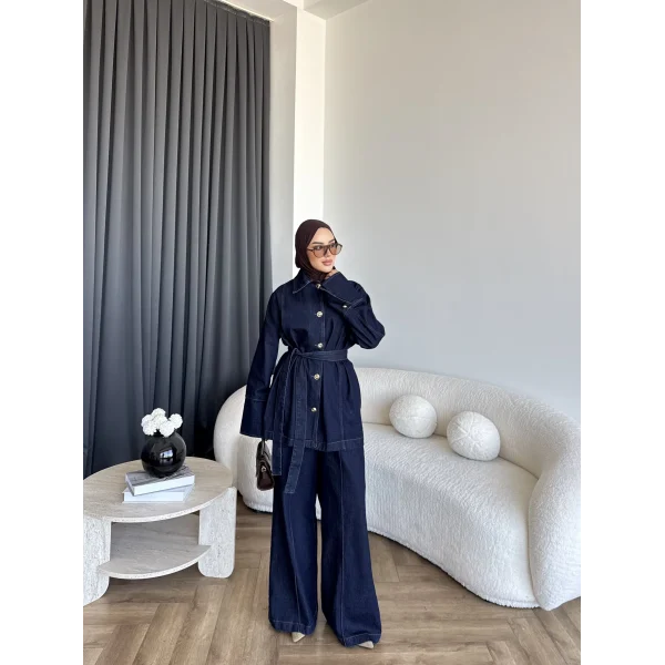 Hen - Sinore Düğmeli Kot Takım