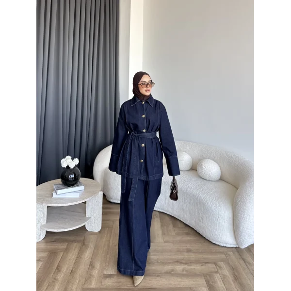 Hen - Sinore Düğmeli Kot Takım