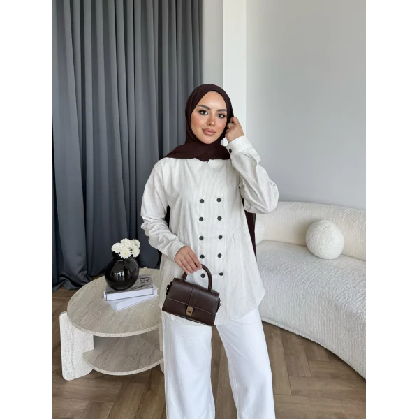 Hot - Çizgili Düğmeli Gömlek