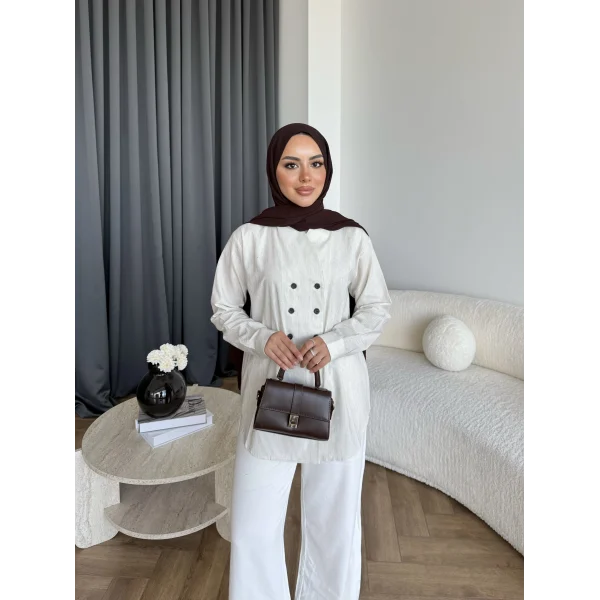 Hot - Çizgili Düğmeli Gömlek