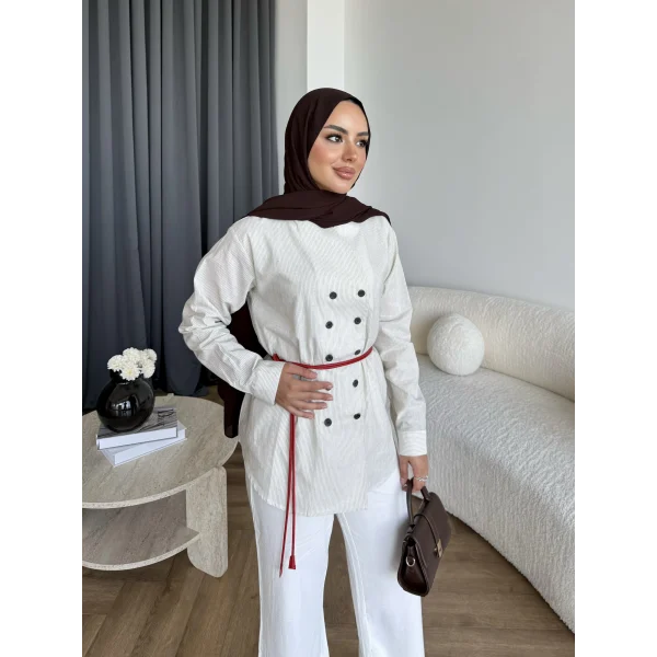 Hot - Çizgili Düğmeli Gömlek