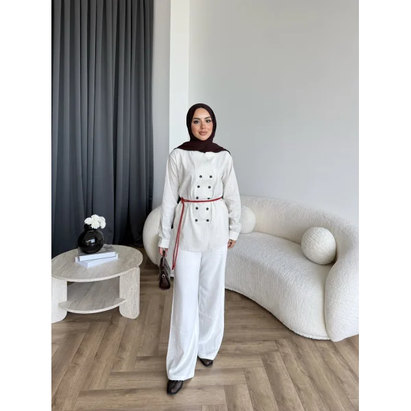 Hot - Çizgili Düğmeli Gömlek