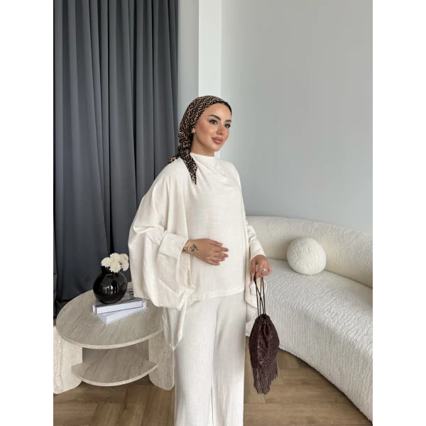 Hot - Dilan Keten Takım - Bej