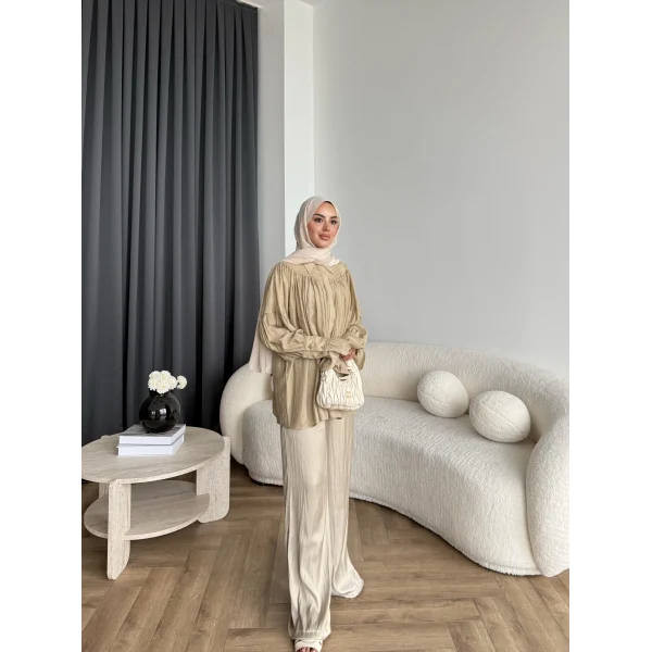 Hot - Lanel Dokulu Gömlek - Yağ Yeşil