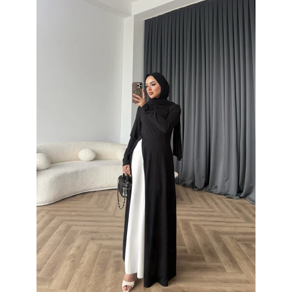 Hot - Loutra 2 Renk Elbise - Siyah - Beyaz