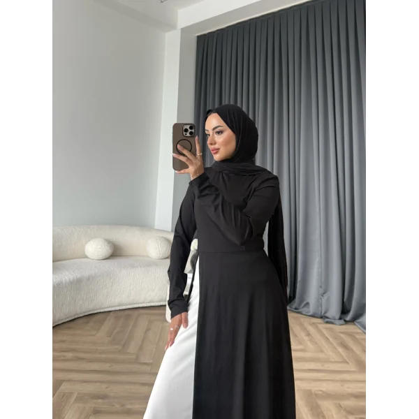 Hot - Loutra 2 Renk Elbise - Siyah - Beyaz