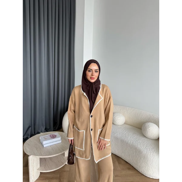 Kuzy Cepli Triko Takım - Camel