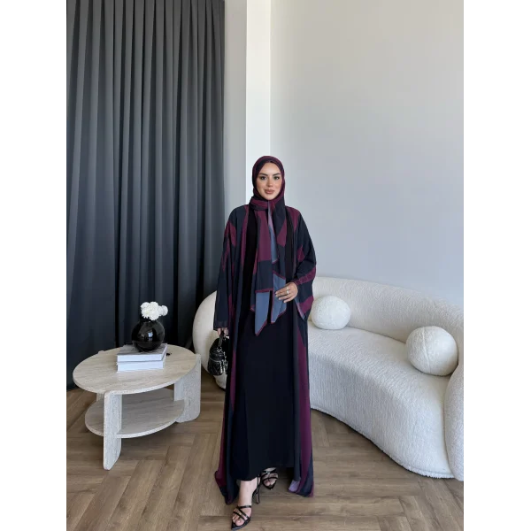 Kyl - Alai Şallı Abaya - Bordo