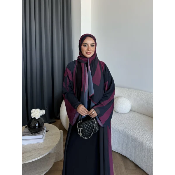 Kyl - Alai Şallı Abaya - Bordo