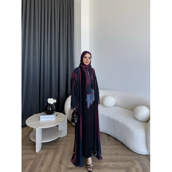 Kyl - Alai Şallı Abaya - Bordo