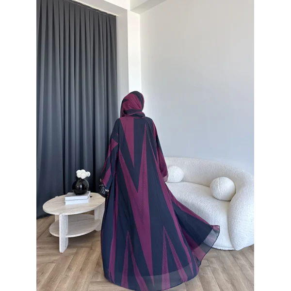 Kyl - Alai Şallı Abaya - Bordo