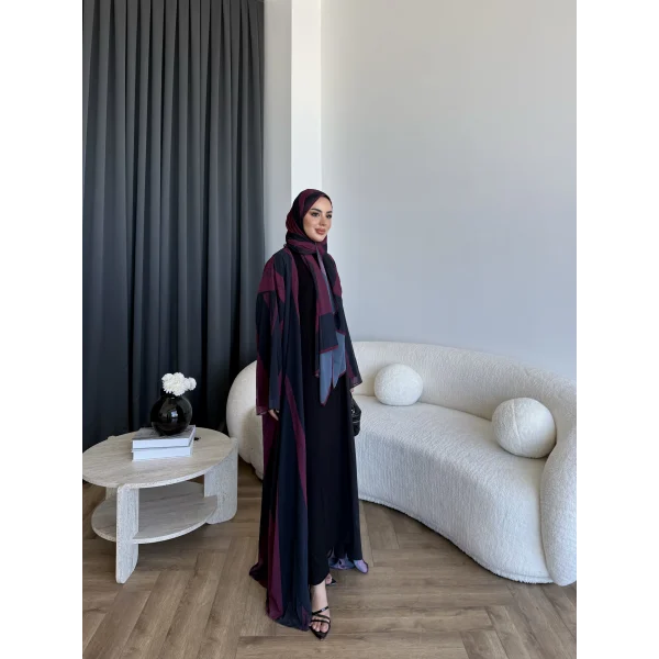 Kyl - Alai Şallı Abaya - Bordo