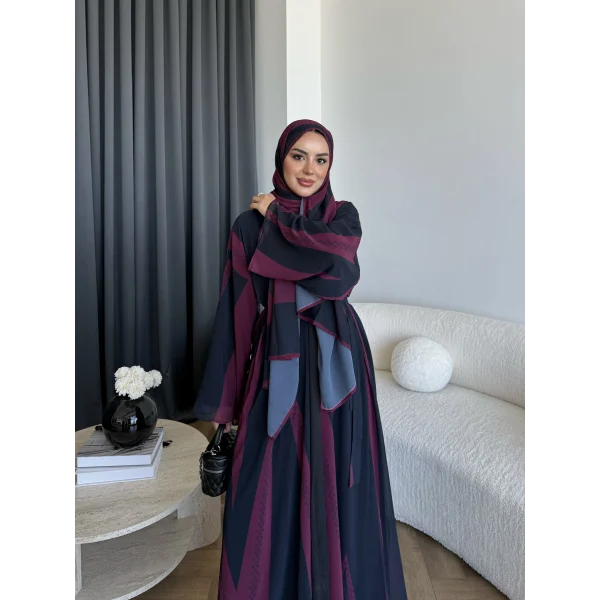 Kyl - Alai Şallı Abaya - Bordo