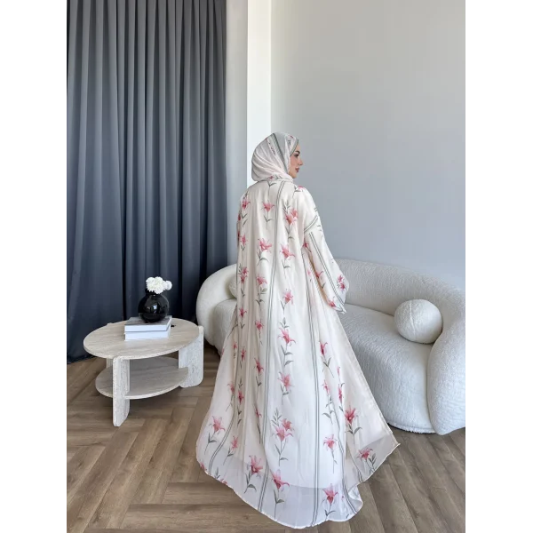 Kyl - Rhino Şallı Abaya - Pudra